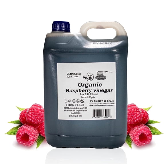 De La Rosa 613 Organic Raspberry Vinegar, Kosher for Passover, 5 Liters