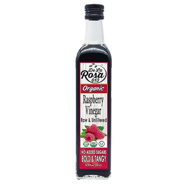 De La Rosa 613 Organic Raspberry Vinegar, Raw & Unfiltered Pure Vinegar