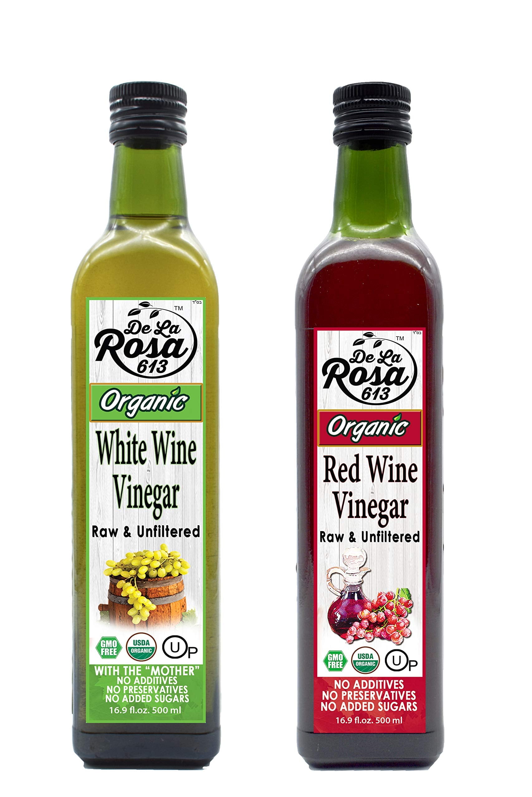 De La Rosa 613 Organic Red & White Wine Vinegar, 16.9 Oz, Pack of 2