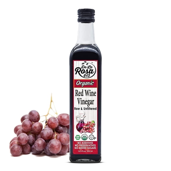 De La Rosa Organic Red Wine Vinegar  Kosher Vegan Non-GMO and Gluten Free Raw and Unfiltered 16.9 oz (pack of 1)