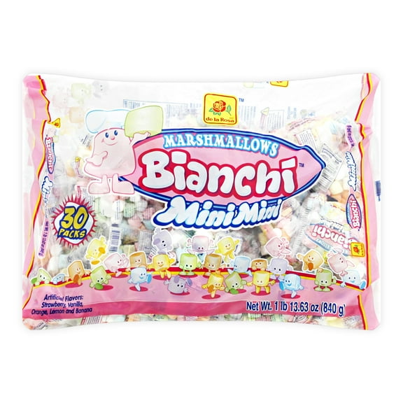 De La Rosa Bianchi Mini Rainbow Marshmallow Packets, Assorted Fruit Flavors, 30 Count