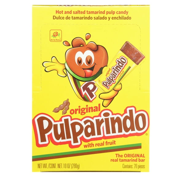 De La Rosa Classic Pulparindo Candy, Hot and Salty Tamarind Candy, 20 Ct Pack Of 16