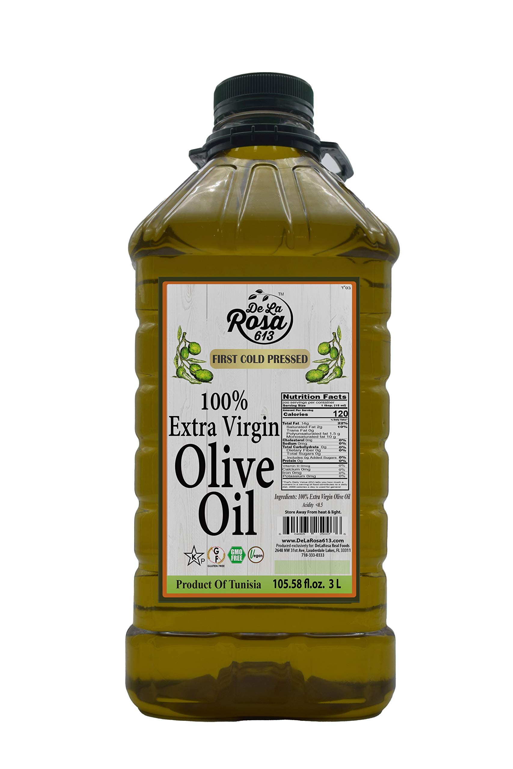 De La Rosa Extra Virgin Olive Oil, Vegan, Kosher for Passover, 3L (1