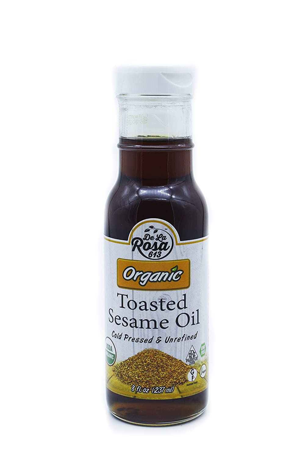 De La Rosa ORGANIC Toasted Sesame Oil, NonGMO, GlutenFree, Kosher for