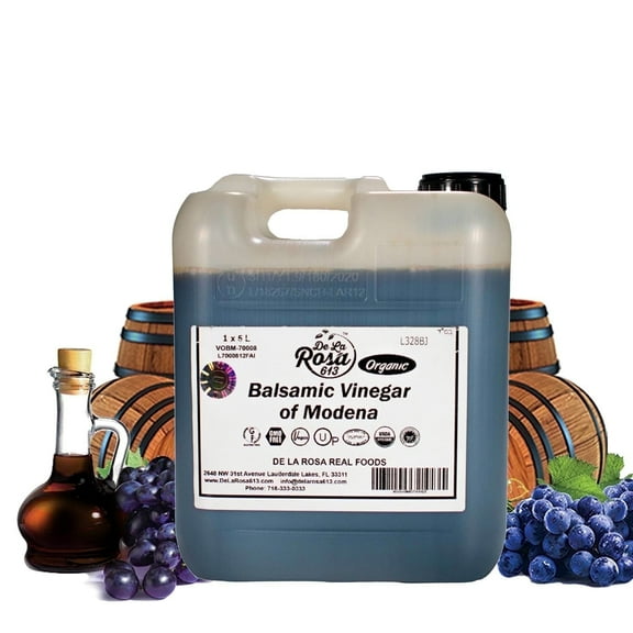 De La Rosa 613 Organic Balsamic Vinegar, Gluten-Free, Vegan, 5 Liters