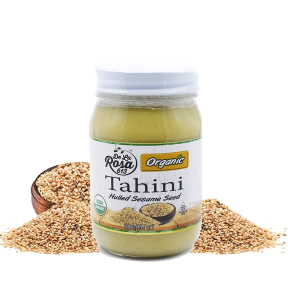 De La Rosa 613 Organic Hulled Tahini - Stone Ground, Vegan, Gluten-Free - 16 oz (Pack of 1)