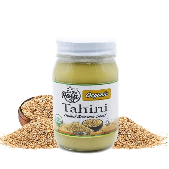 De La Rosa 613 Organic Hulled Tahini - Stone Ground, Vegan, Gluten-Free - 16 oz (Pack of 1)