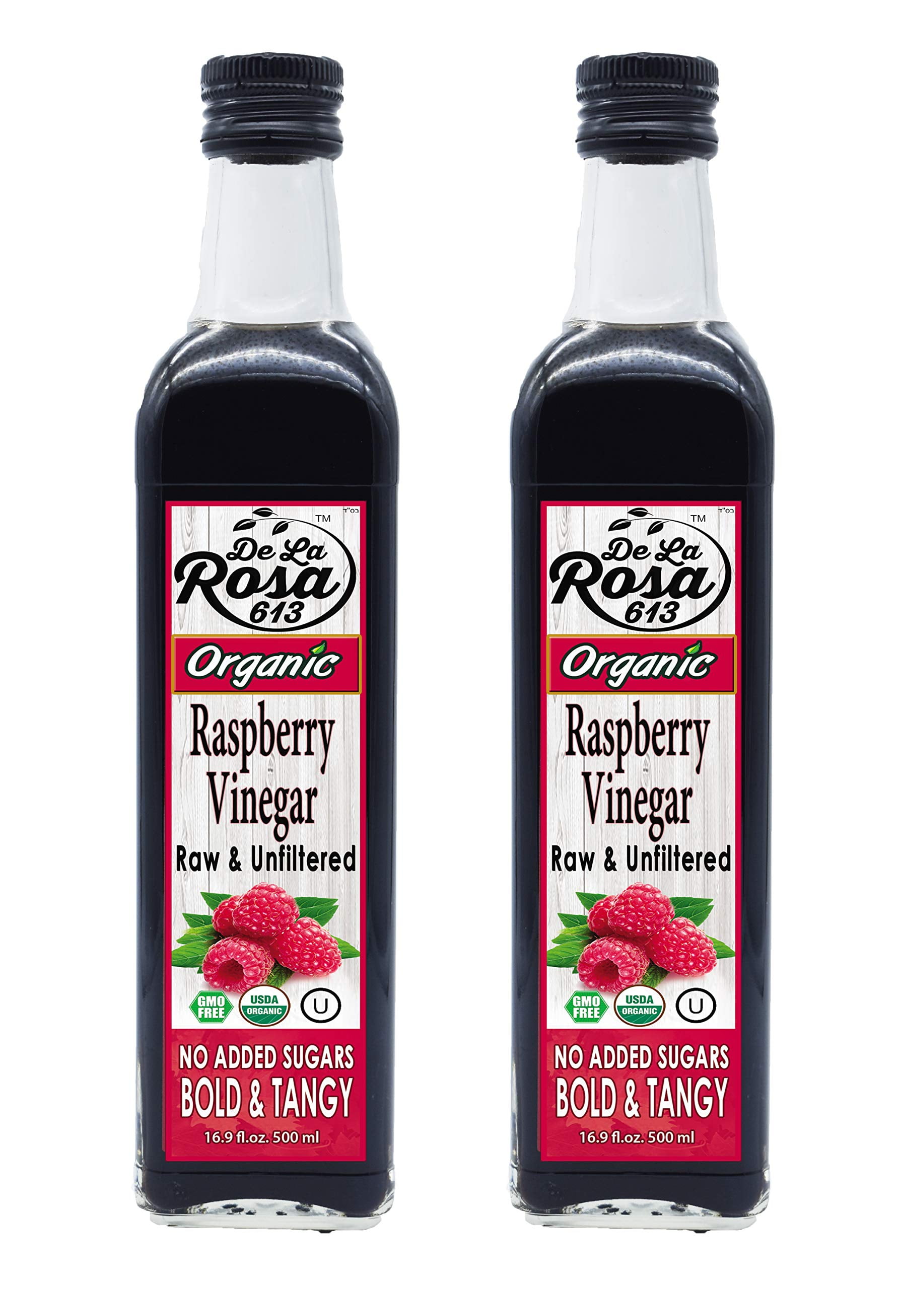 De La Rosa Organic Raspberry Vinegar, Raw & Unfiltered, Kosher For