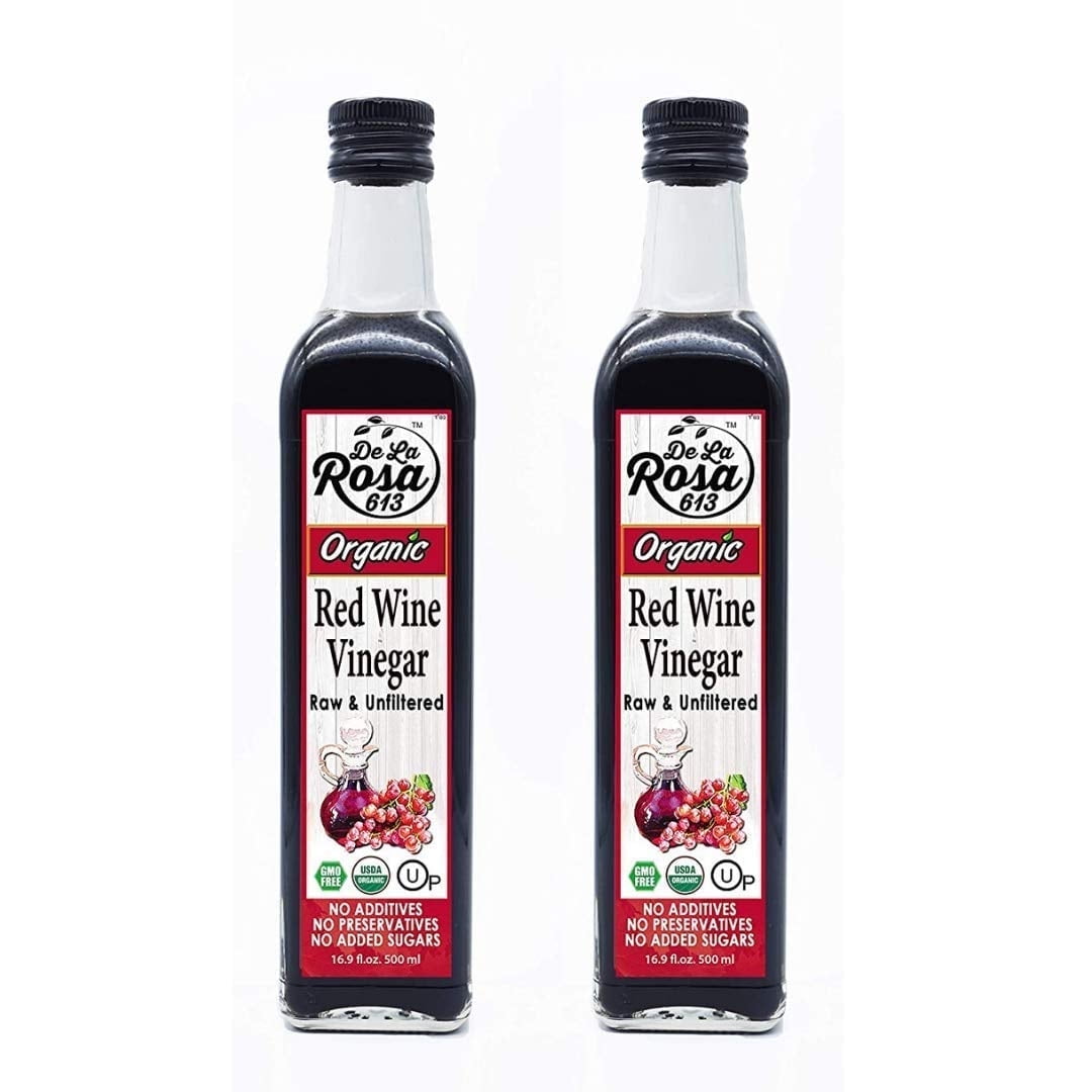 De La Rosa™ Organic Red Wine Vinegar, Raw & Unfiltered, 16.9 Oz (Pack of 2)