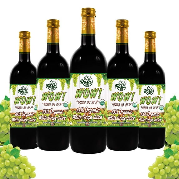 De La Rosa 613 Organic White Grape Juice, Kosher, Non-GMO, 25.4 oz Glass Bottle (Pack of 6)