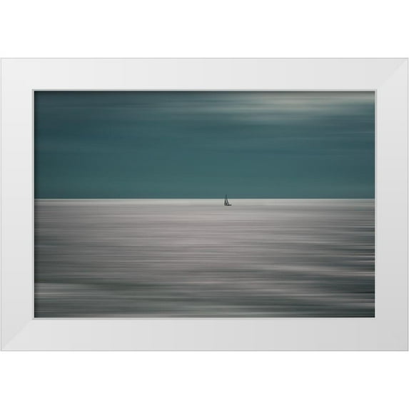 De Laat, Bernardine 24x17 White Modern Wood Framed Museum Art Print Titled - Going For The Horizon