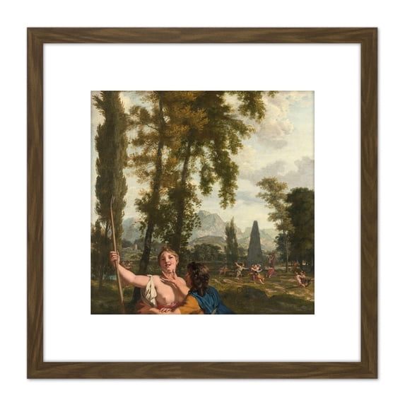De Lairesse Italian Landscape Shepherds 8X8 Inch Square Wooden Framed Wall Art Print Picture with Mount