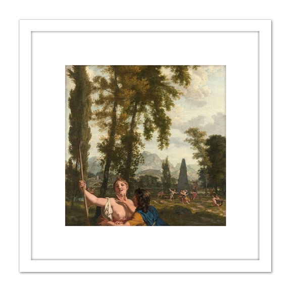 De Lairesse Italian Landscape Shepherds 8X8 Inch Square Wooden Framed Wall Art Print Picture with Mount