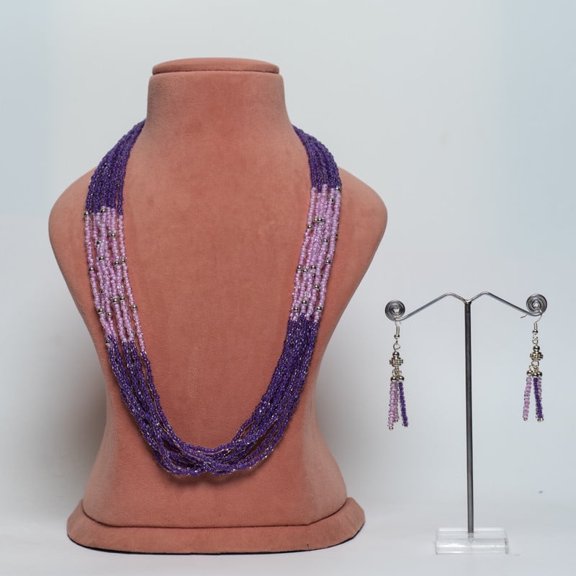 De-Lemon Lavender Dreams Multi-Strand Beaded Necklace & Earring Set