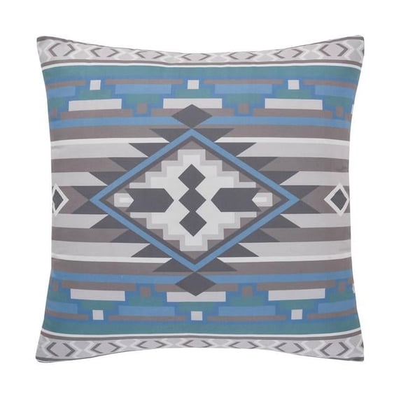 De Leon Collections 16 x 16 in. Southwestern Desert Dream Geometric Native Decorative Accent Throw Pillow, Blue, Gray & White