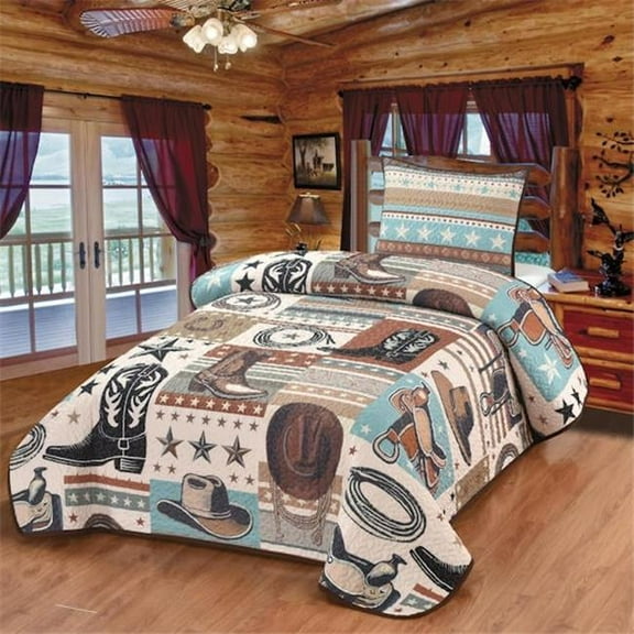 De Leon Collections 197645638900 Quilt Twin Blanket Western Charm