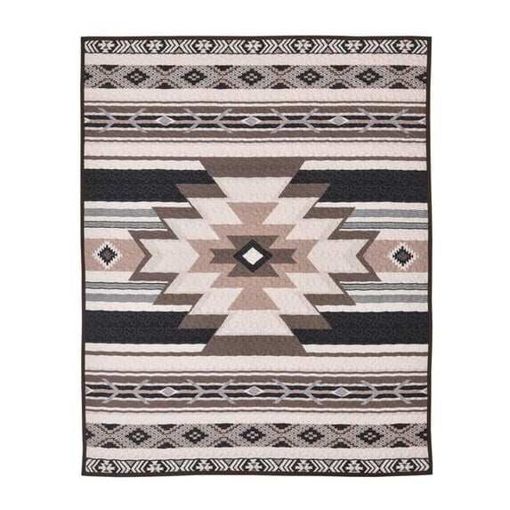De Leon Collections  60 x 50 in. Sunset Crossing Southwestern Boho Geometric Decorative Throw Quilt Blanket, Multi Color
