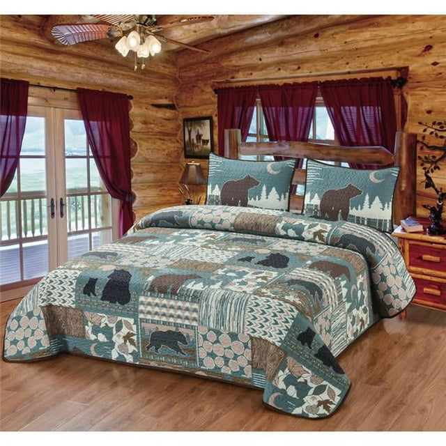 De Leon Collections 62254 Timberland Bear Patchwork Quilt Quilted