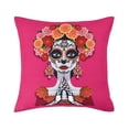 thumbnail image 1 of Pink DAY OF THE DEAD Sugar Skull , 16" 16" Decorative Throw Pillow, by DeLeon, 1 of 1