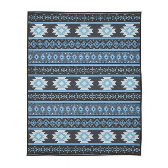 De Leon Collections 63518 60 x 50 in. Charcoal Canyon Southwestern Tribal Geometric Print Decorative Throw Quilt Blanket, Multi Color