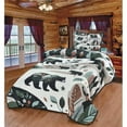thumbnail image 1 of De Leon Collections 63859 Forest Life Woodland Black Bear Green Nature Lodge Cabin Themed Decorative Bedding Set Twin Quilt + 1 Pillow Sham, 1 of 1