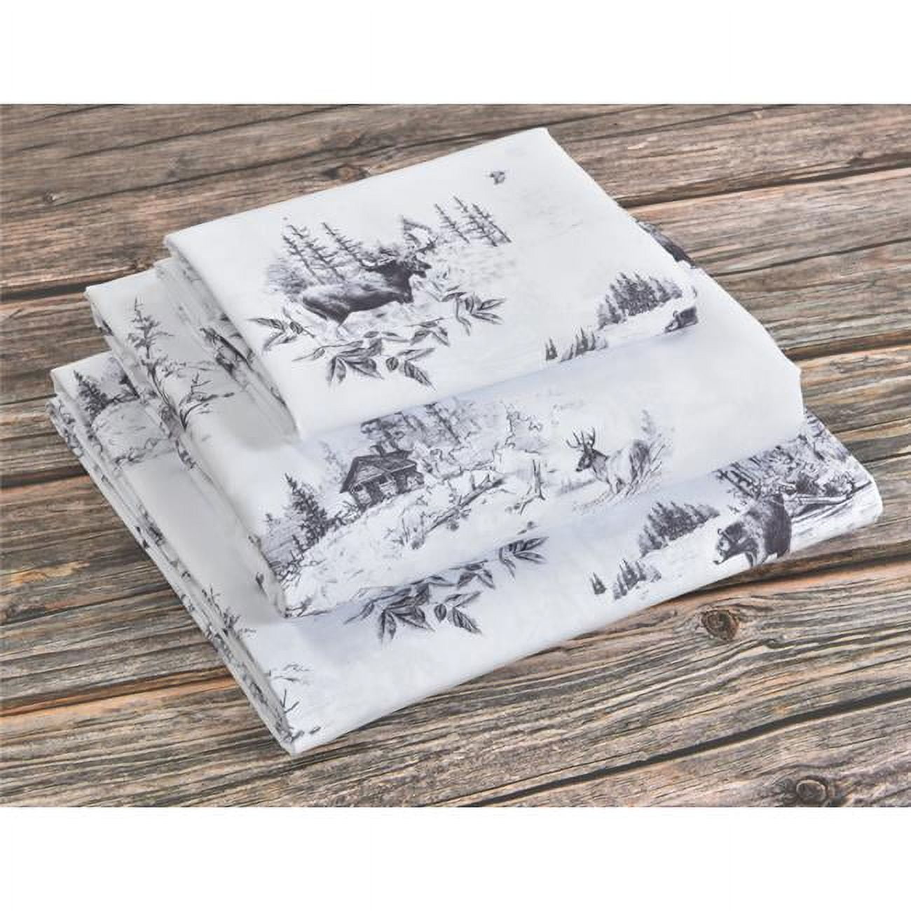 Full Size Black and White Moose Print Microfiber Sheet Set