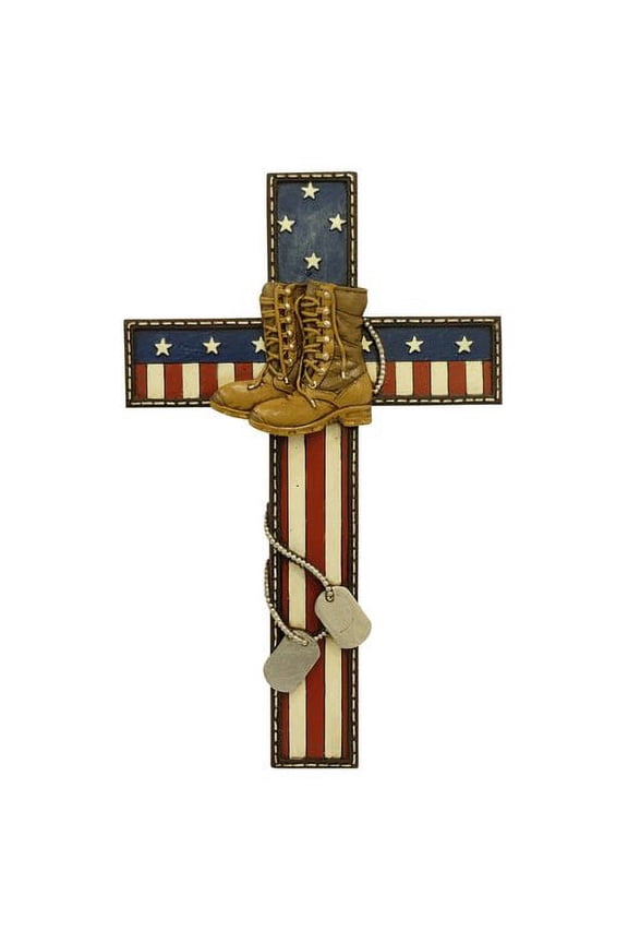13280 Military Gear American Flag Hanging Wall Cross Dcor