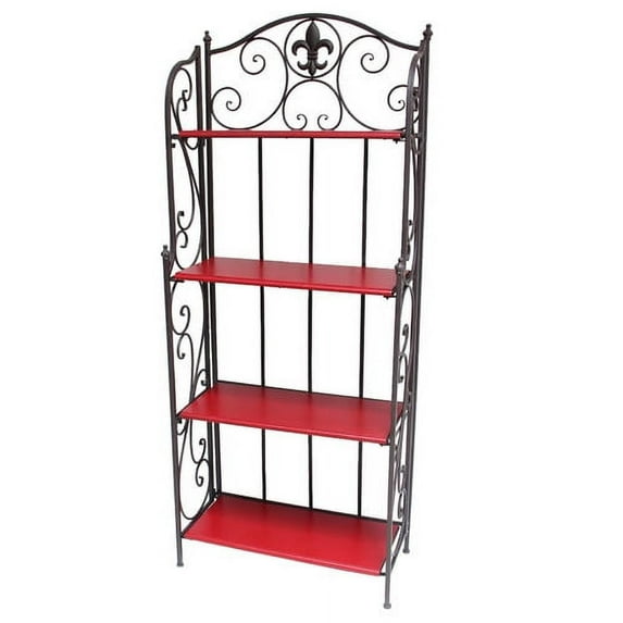 De Leon Collections Fleur De Lis Wrought Iron Baker's Rack