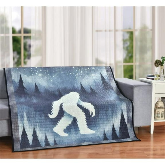 De Leon Collections 63880 Midnight Yeti Starry Sky Woodland Forest 50 x 60 Decorative Plush Microfiber Quilt Throw Blanket