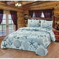 thumbnail image 1 of De Leon Collections 63869 Ocean Serenity Sea Starfish Seashell Blue & White Nautical Themed Decorative Quilt Bedding Set / Size: Queen Quilt, 1 of 1