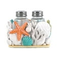 thumbnail image 1 of De Leon Collections 14062 Seaside Splendor Ocean Beach Vibes Seashells and Starfish Salt and Pepper Shaker Holder Set, 1 of 1
