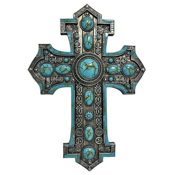 De Leon Collections 14886 Southwest Cross & Turquoise Round Dot Stones Wall Cross