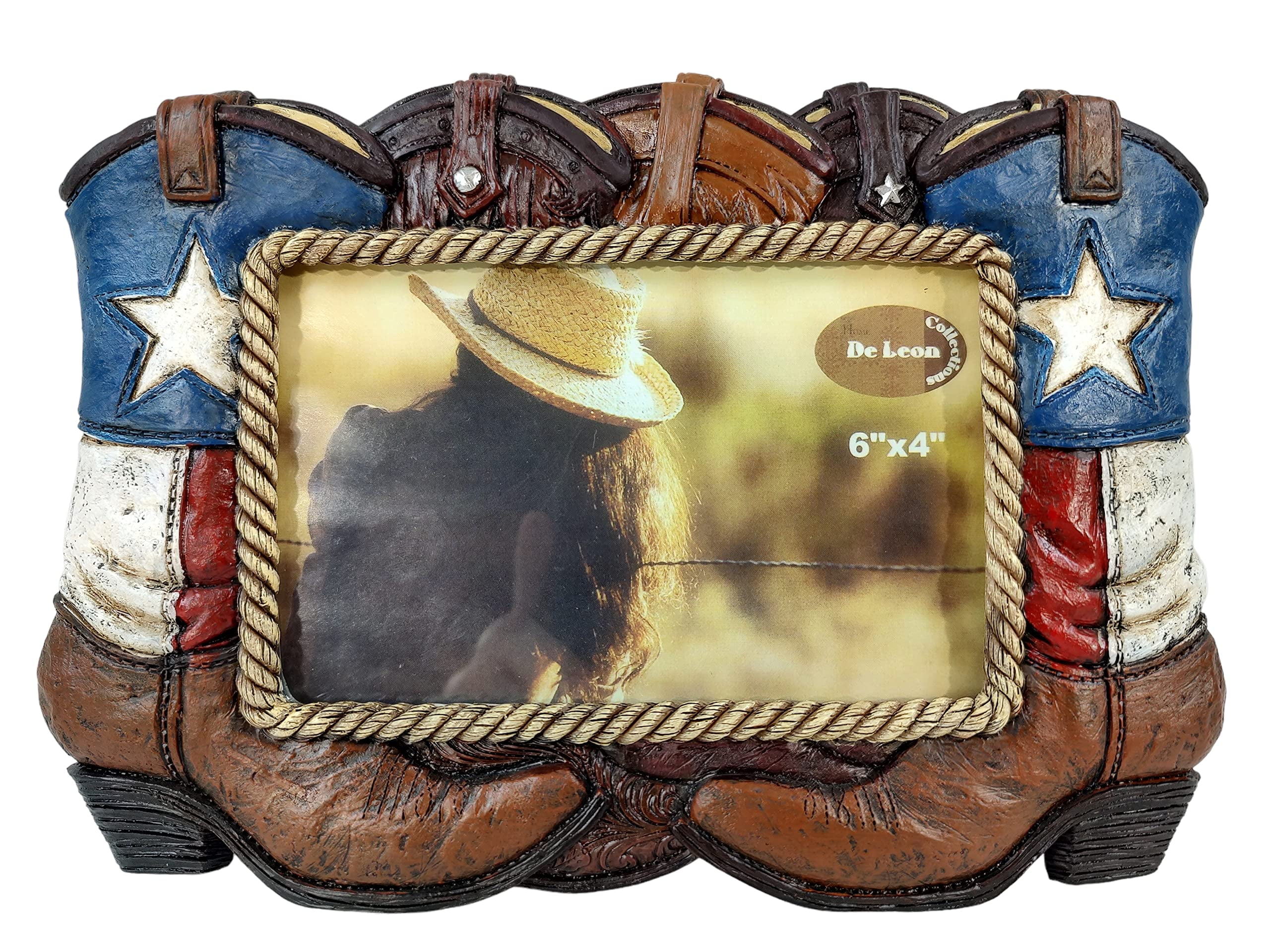 Texas Boots Patriotic Polyresin 6x4 Tabletop Photo Frame