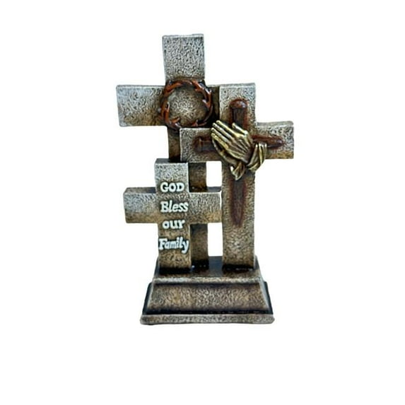 De Leon Collections 14035 Triple Standing Crosses Thorn Crown, Nails Tabletop Dcor