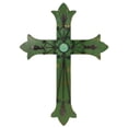 thumbnail image 1 of De Leon Collections 14550 Wooden Green Cross Vintage Fleur De Lis Hanging Wall Cross, 1 of 1
