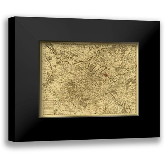 De Lisle, Guillaume 24x19 Black Modern Framed Museum Art Print Titled - Paris, France, 1711 - Tea Stained