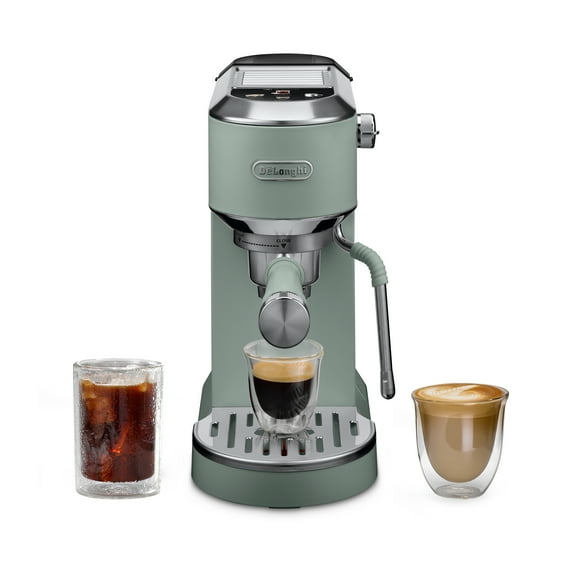 De’Longhi Dedica Duo Espresso Machine, Compact Size with Built in Frother for Latte Art, Brew Espresso, Cold Brew, Lattes & More, Pistachio