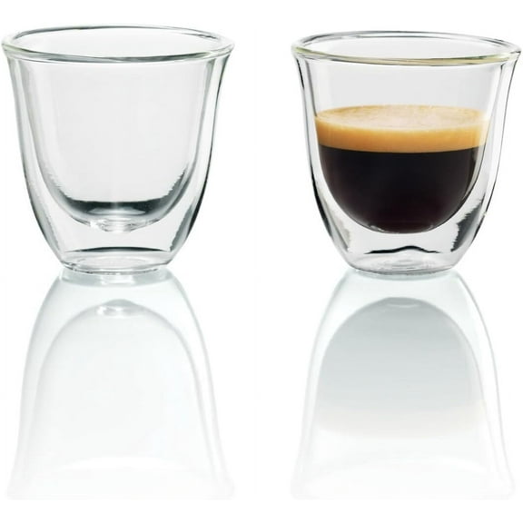 De'Longhi Double Walled Thermo Espresso Glasses, 60 ml Set of 2.