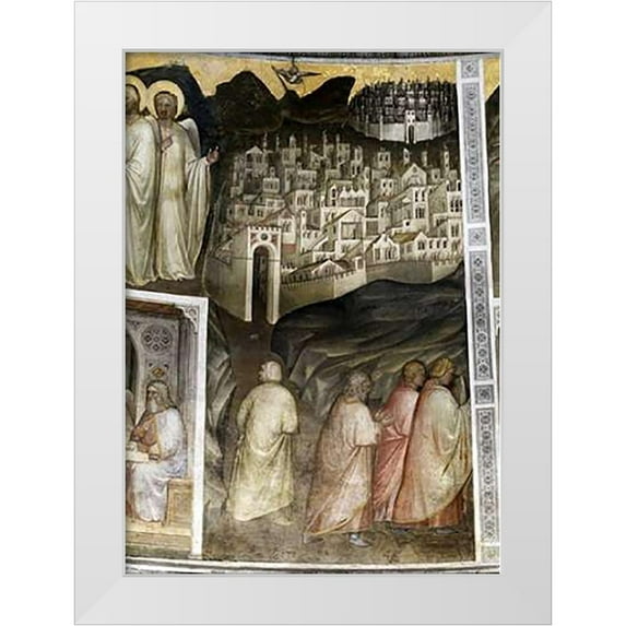 De Menabuoi, Giusto 24x32 White Modern Wood Framed Museum Art Print Titled - Lots Wife Leaves Sodom From Tambour: Scenes From The Old Testament