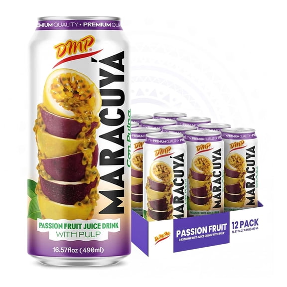 De Mi Pas Maracuy Passion Fruit Juice with Pulp, Canned Juice, 16.57 fl oz, 12-Pack