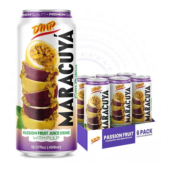 De Mi Pas Maracuy Passion Fruit Juice with Pulp, Canned Juice, 16.57 fl oz, 6-Pack