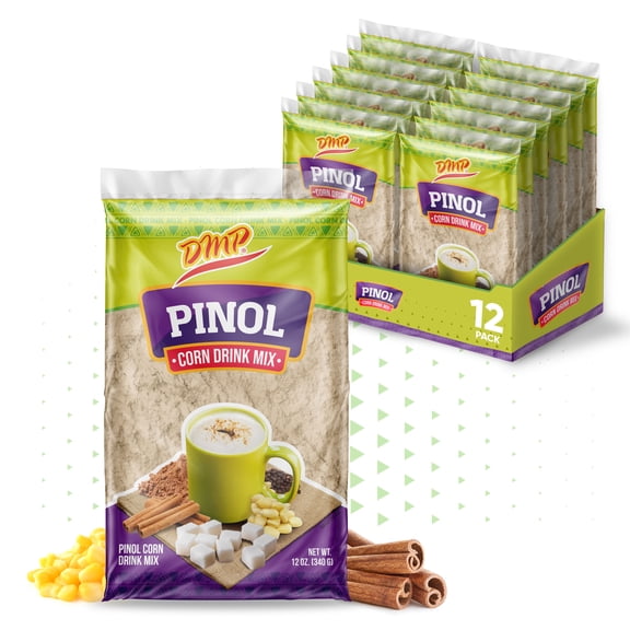 De Mi Pas Traditional Pinol Drink Mix, Roasted Corn & Cocoa Central American Beverage, 12 oz, 12-Pack