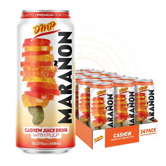 De Mi Pais Cashew Juice Maraon with Pulp & Fruit Chunks,Canned Juice 16.57 Fl Oz, 24-Pack