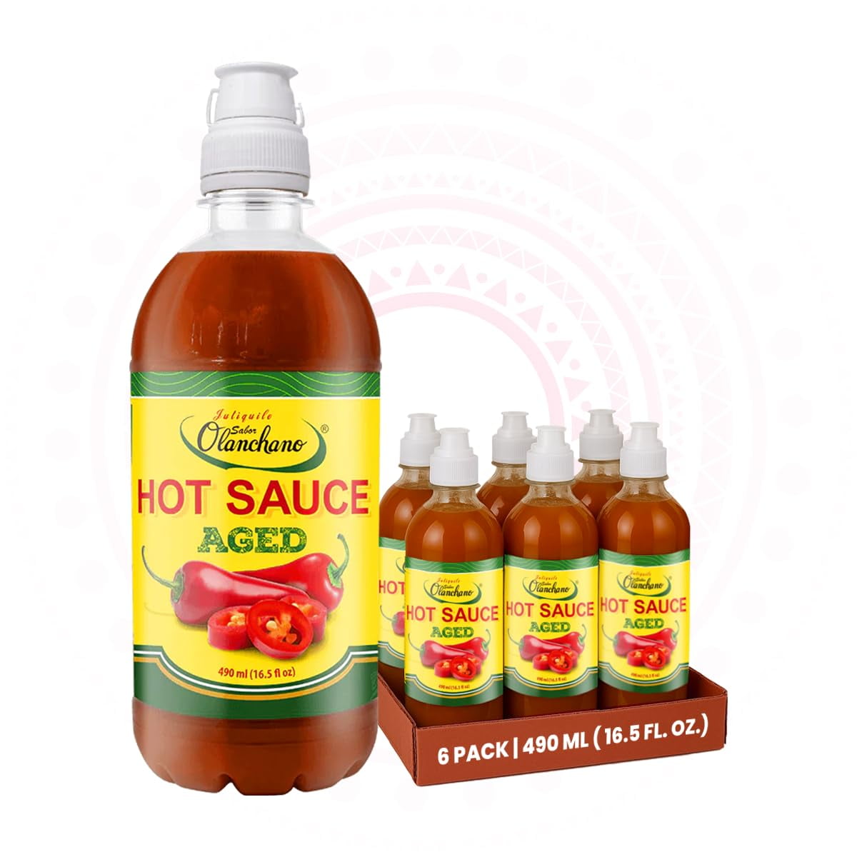 Jutiquile Sabor Olanchano Mild Hot Sauce from Olancho, Great for meals,16.5 Fl Oz, 6-Pack