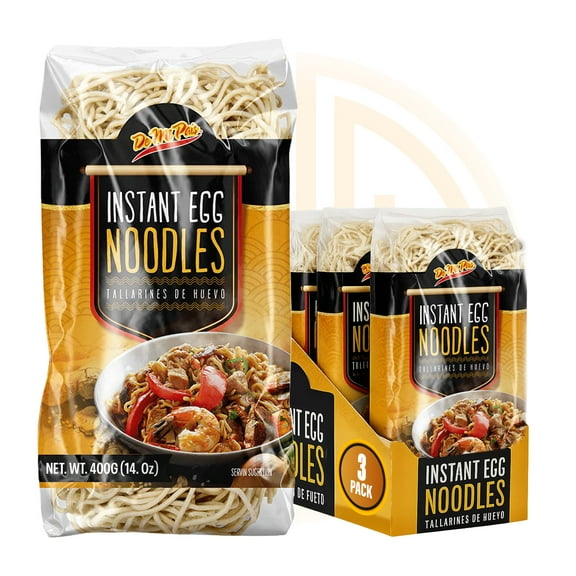 De Mi Pais Egg Noodles, Traditional Instant Egg Noodles for Soup, Stir-Fry, Pasta or Ramen, 14 oz, 3-Pack