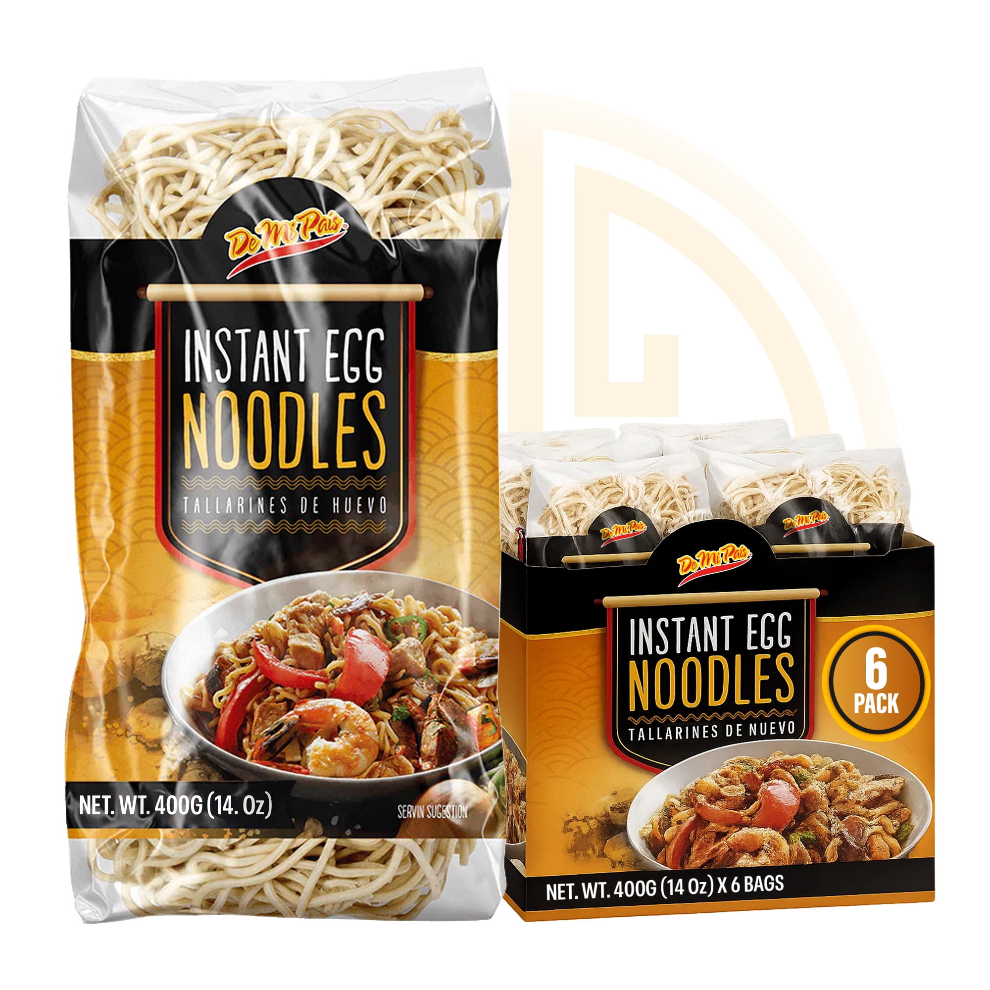 De Mi Pais Egg Noodles, Traditional Instant Egg Noodles for Soup, Stir-Fry, Pasta or Ramen, 14 oz, 6-Pack