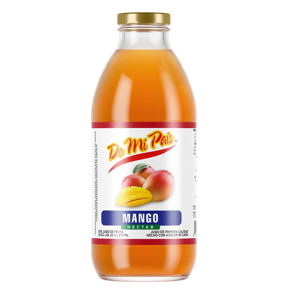 De Mi Pais Jugo de Nectar Sabor a Mango 16oz / Mango Nectar Fruit Juice 16oz 12-Pack