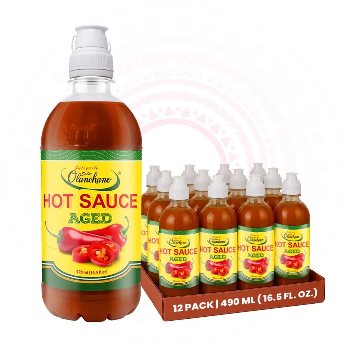 Jutiquile Sabor Olanchano Mild Hot Sauce from Olancho, Great for meals,16.5 Fl Oz, 12-Pack