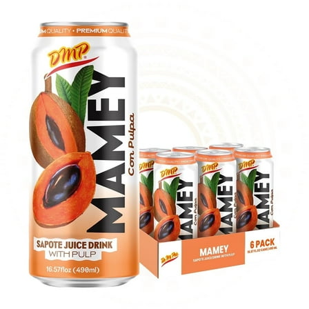 De Mi Pais Mamey Sapote Juice Zapote with Pulp & Fruit Chunks,Canned Juice 16.57 Fl Oz, 6-Pack