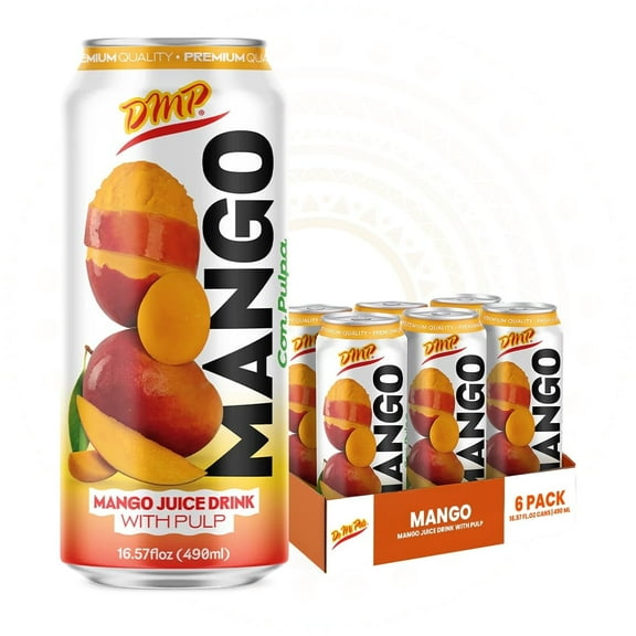 De Mi Pais Mango Juice Drink with Pulp,Refreshing Canned Juice with Real Mango Chunks, 16.57 Fl Oz (6-Pack)